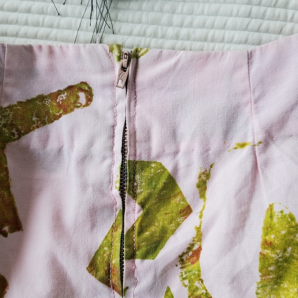 Geometric Shift Tunic Dress Woman's XSmall Vintage Pink Green Handmade 1960's - Picture 5 of 6